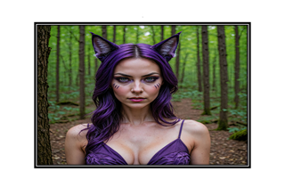 low cleavage woman with feline ears